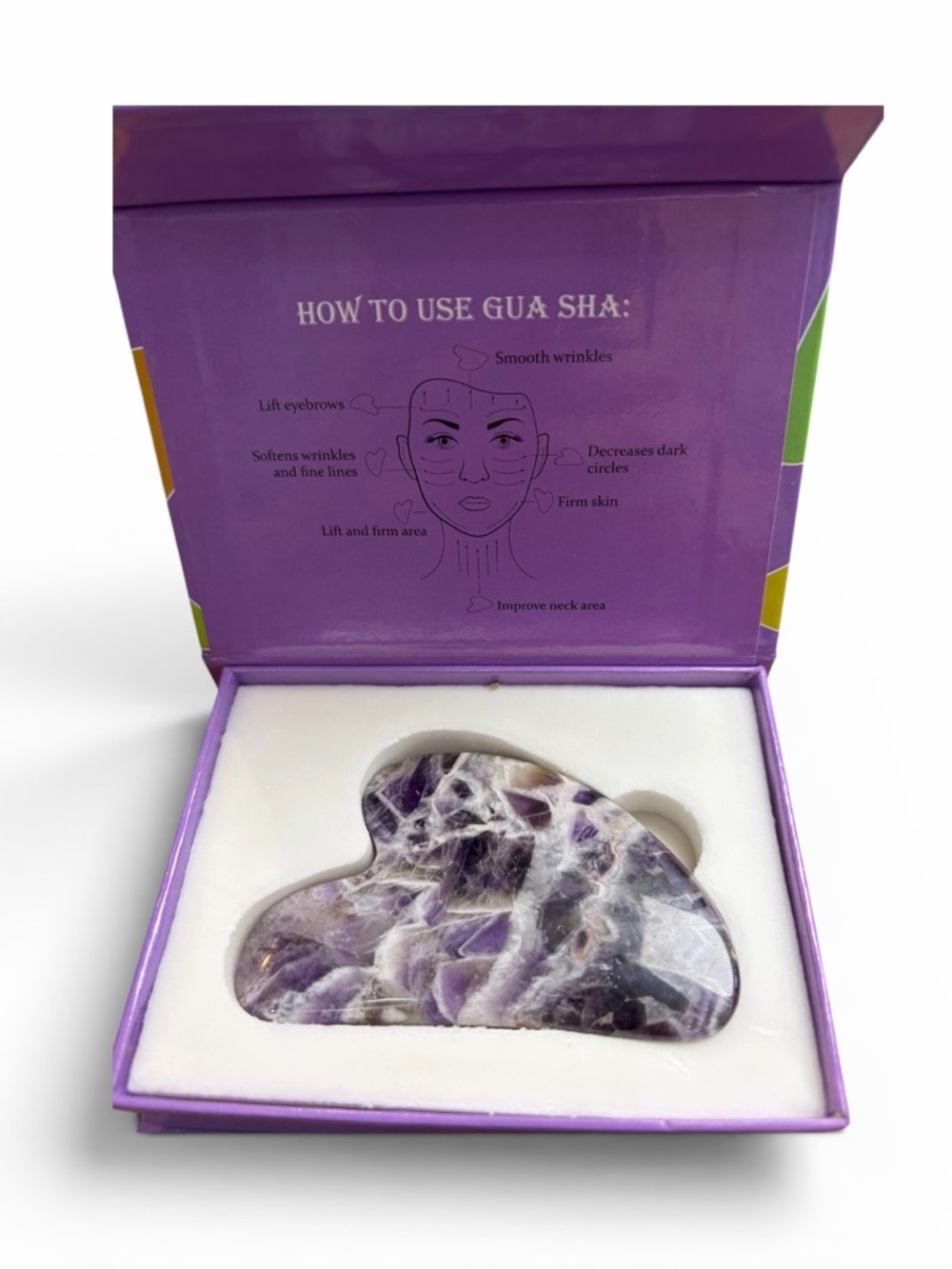 Amethyst Gua Sha Facial Massage Tool - Purple